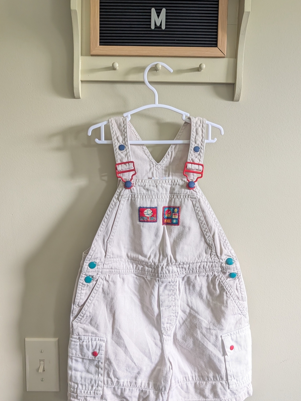 Gymboree White Denim Kids Overalls with Colorful Accent Buttons
